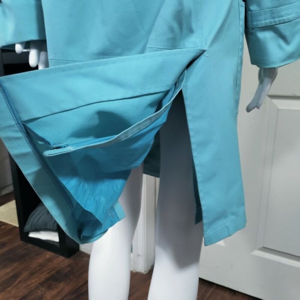 Long Sleeve Double Breasted Longline Trench Coat Light Blue Women's Size M - Picture 6 of 11